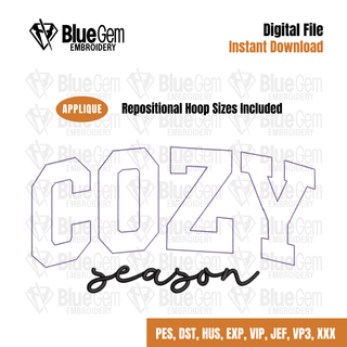 Cozy Season Applique Embroidery Design - Bean Stitch