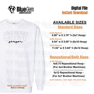 Cozy Season Applique Embroidery Design - Bean Stitch