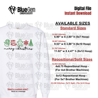 Merry Christmas Embroidery Design with Icons