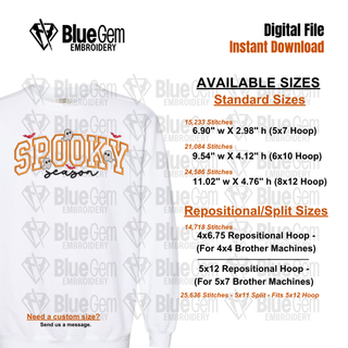 Spooky Season Applique Embroidery Design with Bats and Ghosts