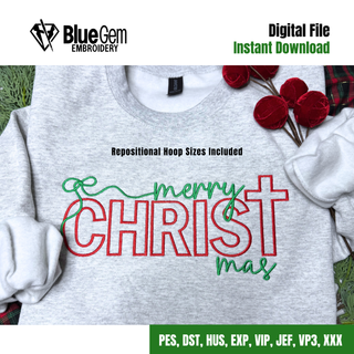 Merry Christmas Embroidery Design - Christ Mas