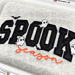 Spooky Season Applique Embroidery Design with Bats and Ghosts