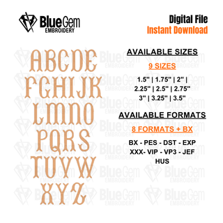 Brookfish Cross Stitch Embroidery Font - BX Format Included, 9 Sizes, Instant Download