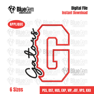 G - Gators Cutout Embroidery Design - 6 Sizes Included (Left Chest and Center Chest)