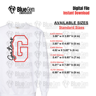 G - Gators Cutout Embroidery Design - 6 Sizes Included (Left Chest and Center Chest)
