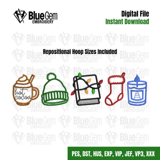 Christmas Book Embroidery Design: Bookish Icons