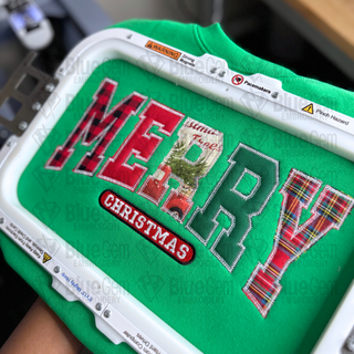 Merry Christmas Zigzag Applique Embroidery Design