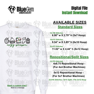 Cozy Season Christmas Embroidery Design: Bookish Icons