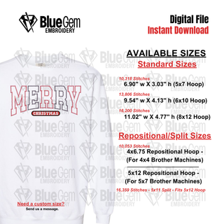 Merry Christmas Zigzag Applique Embroidery Design