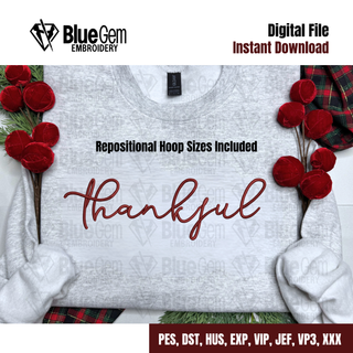 Thankful Script Embroidery Design