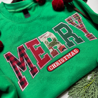 Merry Christmas Zigzag Applique Embroidery Design