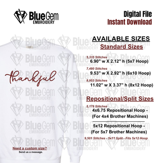 Thankful Script Embroidery Design