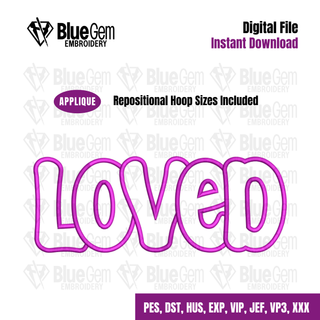 Loved Applique Embroidery Design - Groovy