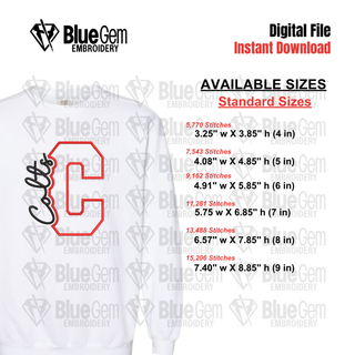 C - Colts Cutout Embroidery Design - 6 Sizes Included (Left Chest and Center Chest)