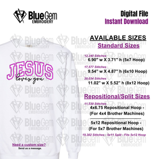 Jesus Loves You Applique Embroidery Design