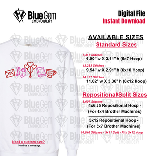 Bookish Valentine Embroidery Design Icons