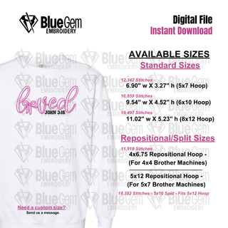 Loved John 3:16 Embroidery Design -  Outline