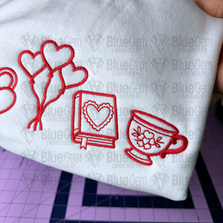 Bookish Valentine Embroidery Design Icons