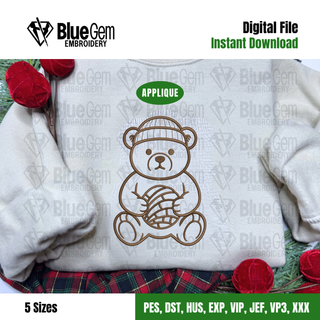 Concha Teddy Bear Applique Embroidery Design