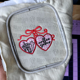 Coffee and Jesus Heart Locket Applique Embroidery Design