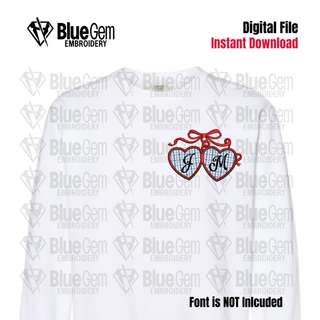 Heart Locket Applique Monogram Frame Embroidery Design