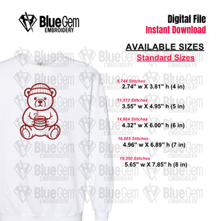 Cafe de Olla Teddy Bear Applique Embroidery Design