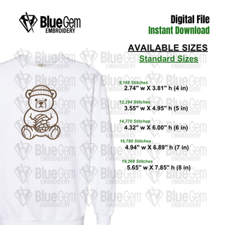 Concha Teddy Bear Applique Embroidery Design