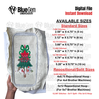 Christmas Tree Applique Embroidery Design - Bean Stitch