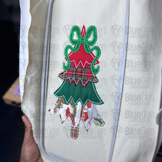 Christmas Tree Applique Embroidery Design - Bean Stitch