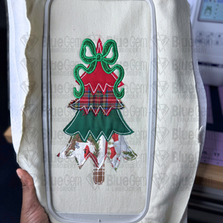 Christmas Tree Applique Embroidery Design - Bean Stitch