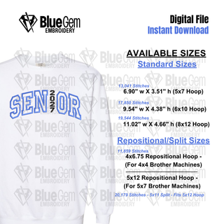 Senior 2027 Applique Embroidery Design - Class of 2027 Embroidery Design