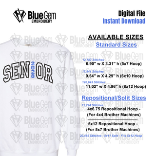 Senior 2028 Applique Embroidery Design - Class of 2028 Embroidery Design