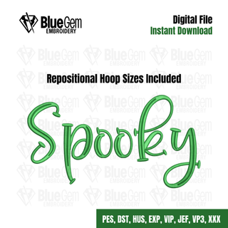 Spooky Script Embroidery Design