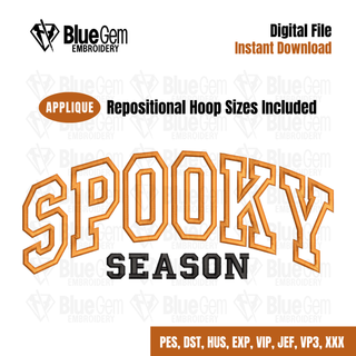 Spooky Season Applique Embroidery Design - Single Color