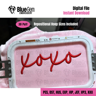 XOXO 3D Puff Embroidery Design