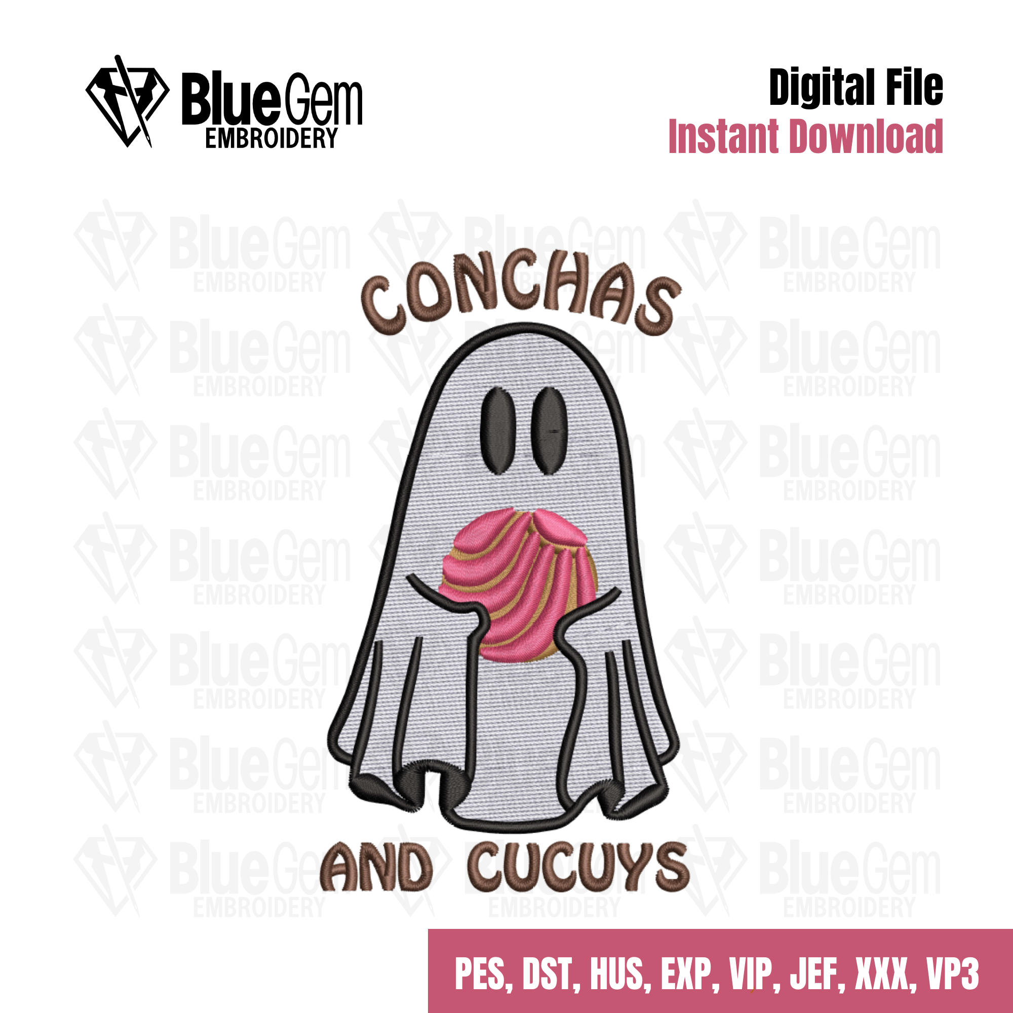 Ghost Conchas Cucuy Embroidery Design