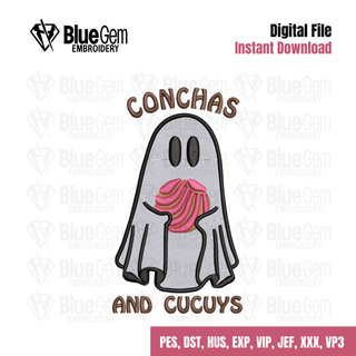 Ghost Conchas Cucuy Embroidery Design