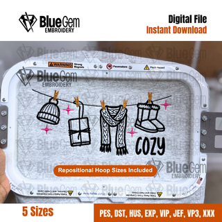 Cozy Season Clothing Line Icons Embroidery Design
