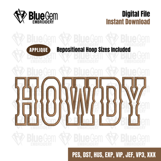 Howdy Applique Embroidery Design - Rodeo Season Design W1