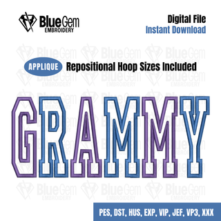 Grammy Applique Embroidery Design