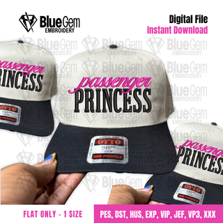 Passenger Princess Hat Embroidery Design - 1 Size - Flat - Instant Download