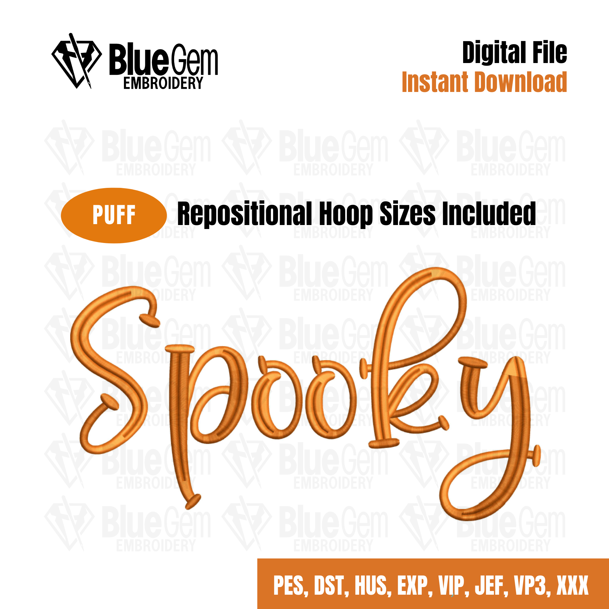 Spooky 3D Puff Embroidery Design