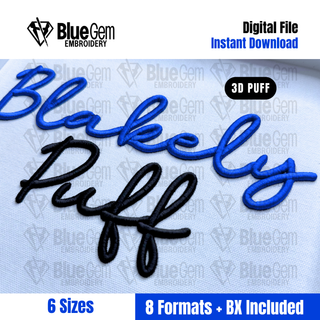 Blakely Script 3D Puff Embroidery Font – Machine Embroidery Font, 6 Sizes, BX Format Included