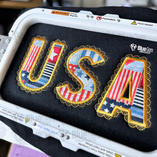 Lace USA Applique Embroidery Design – Satin Stitch