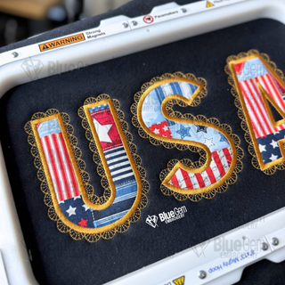 Lace USA Applique Embroidery Design – Satin Stitch