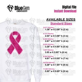 Breast Cancer Ribbon Applique Embroidery Design, Breast Cancer Awareness Applique design, 8 Sizes (Digital Download)