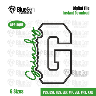 G - Grinchy Cutout Embroidery Design - 6 Sizes Included (Left Chest and Center Chest)