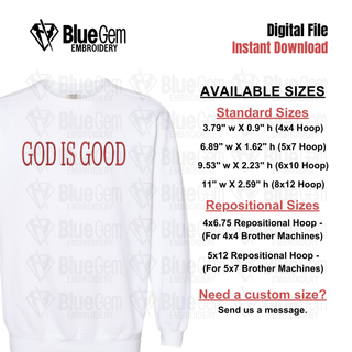 God is Good Embroidery Design