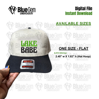 Lake Babe Hat Embroidery Design - 1 Size - Flat - Instant Download