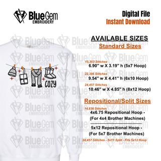Cozy Season Clothing Line Icons Embroidery Design